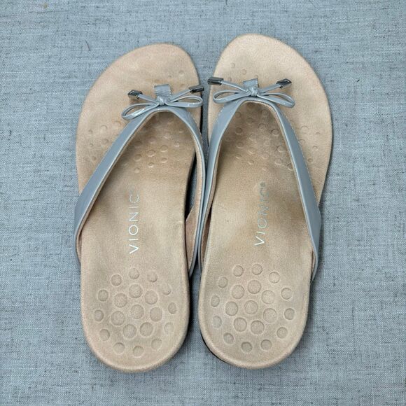 Vionic Bella Sandals‎ Grey Flip Flop Thongs Slides Slip On Women’s Size 9 - Picture 6 of 10
